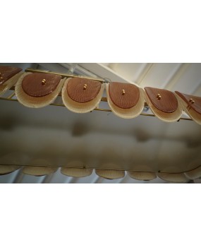 Lampadario Ovale in Vetro Artistico di Murano Color Ambra e Crema