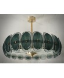 Lampadario Rotondo in Vetro Artistico di Murano di Colore Verde.