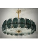 Murano Art Glass Round Green Art Deco Style Chandelier and Pendant