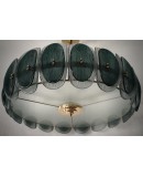 Murano Art Glass Round Green Art Deco Style Chandelier and Pendant