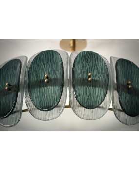 Murano Art Glass Round Green Art Deco Style Chandelier and Pendant