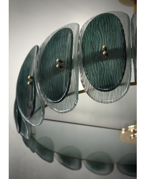 Murano Art Glass Round Green Art Deco Style Chandelier and Pendant