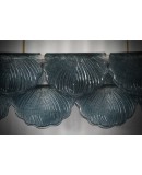 Lampadario Rettangolare in Vetro Blu di Murano e Ottone