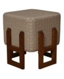 Wood and White Cream Art Deco Benches and Poufs