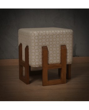 Wood and White Cream Art Deco Benches and Poufs