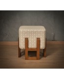 Wood and White Cream Art Deco Benches and Poufs