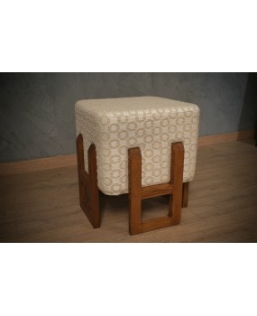 Wood and White Cream Art Deco Benches and Poufs