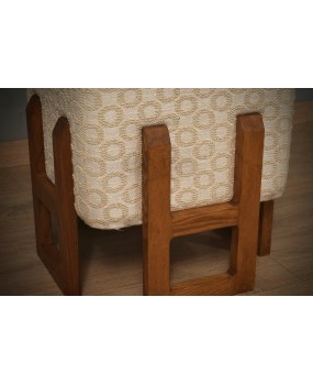 Wood and White Cream Art Deco Benches and Poufs
