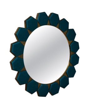 Murano Blue Glass and Brass Art Deco Console / Wall Mirror