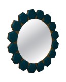 Murano Blue Glass and Brass Art Deco Console / Wall Mirror