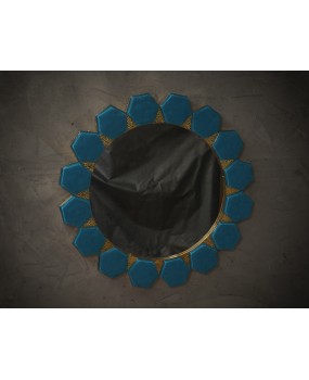 Murano Blue Glass and Brass Art Deco Console / Wall Mirror