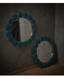 Murano Blue Glass and Brass Art Deco Console / Wall Mirror