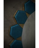 Specchio da parete Art Déco in Vetro Blu di Murano e Ottone