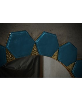 Murano Blue Glass and Brass Art Deco Console / Wall Mirror