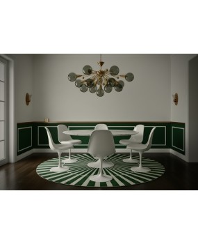 Murano Sputnik Spherical Green Glass and Brass Chandelier and Pendant