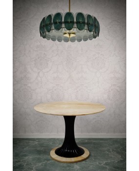 Murano Art Glass Round Green Art Deco Style Chandelier and Pendant