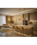 Lampadario Lanterna in Vetro Giallo di Murano e Ottone
