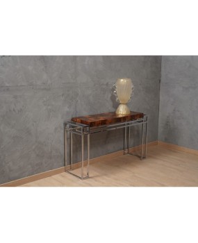 Aldo Tura in the stile Chrome and Wood Console Table, 1970