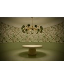 Lampadario Art Déco di Murano Sputnik in Vetro Artistico Verde e Otton