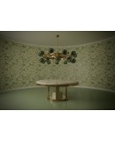 Murano Sputnik Green Art Glass and Brass Art Deco Chandelier and Penda