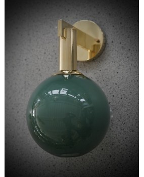 Murano Art Glass and Brass Green Color Art Deco Wall Light and Sconces