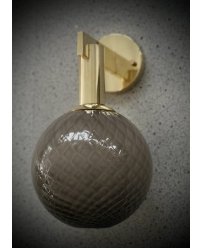 Murano Art Glass and Brass Smoky Color Art Deco Wall Light and Sconces