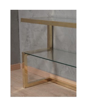 MidCentury Brass and Glass Italian Console Table, 1970