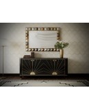 Mid Century Murano Art Glass and Brass Italian Mirror