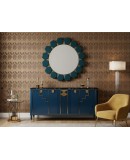 Murano Blue Glass and Brass Art Deco Console / Wall Mirror