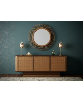 Rattan and Wicker Wall Mirror, 1960