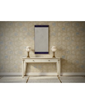 Murano Periwinkle Glass and Brass Mid-Century Wall Mirror
