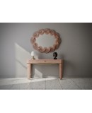Specchio Ovale in Vetro Artistico Rosa di Murano e Ottone