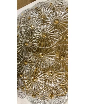 Murano Art Glass Transparent Mid-Century Chandelier and Ceiling Light
