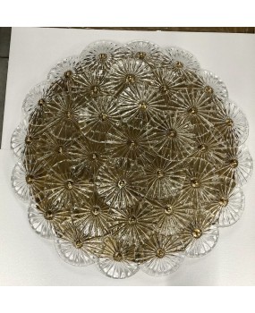 Murano Art Glass Transparent Mid-Century Chandelier and Ceiling Light