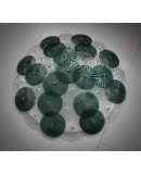 Murano Art Deco Glass Transparent and Green Chandelier and Ceiling Lig