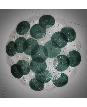 Lampadario / Plafoniera in Vetro di Murano Art Déco Trasparente e Verd