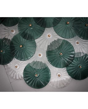 Lampadario / Plafoniera in Vetro di Murano Art Déco Trasparente e Verd