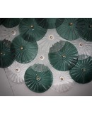 Murano Art Deco Glass Transparent and Green Chandelier and Ceiling Lig