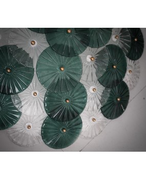 Lampadario / Plafoniera in Vetro di Murano Art Déco Trasparente e Verd