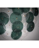 Lampadario / Plafoniera in Vetro di Murano Art Déco Trasparente e Verd