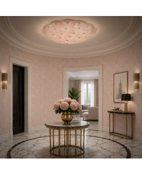 Lampadario / Plafoniera in Vetro di Murano Color Rosa