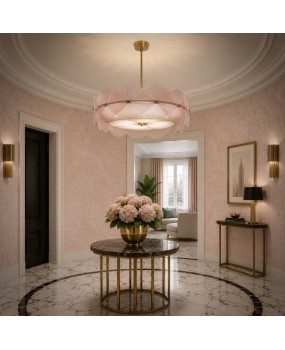 Lampadario rotondo in Vetro di Murano Rosa