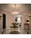 Lampadario rotondo in Vetro di Murano Rosa