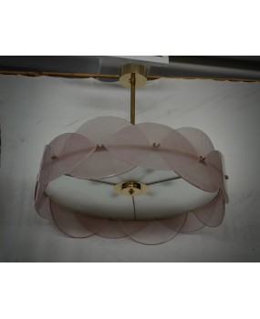 Lampadario rotondo in Vetro di Murano Rosa