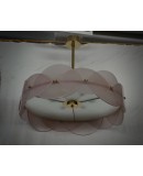 Murano Art Glass Round Pink Art Deco Style Chandelier and Pendant