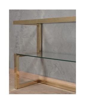 MidCentury Brass and Glass Italian Console Table, 1970