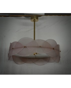 Lampadario rotondo in Vetro di Murano Rosa