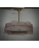 Murano Art Glass Round Pink Art Deco Style Chandelier and Pendant