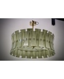 Lampadario Rotondo in Vetro Artistico Verde di Murano e Ottone