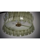 Lampadario Rotondo in Vetro Artistico Verde di Murano e Ottone